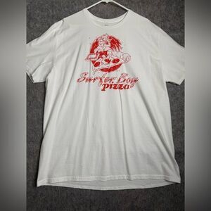 Netflix Stranger Things T-Shirt Mens 2XL White Surfer Boy Pizza Graphic Pullover